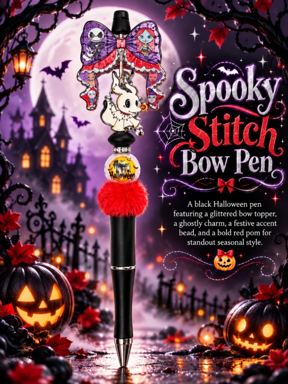 Spooky Stitch Bow Pen